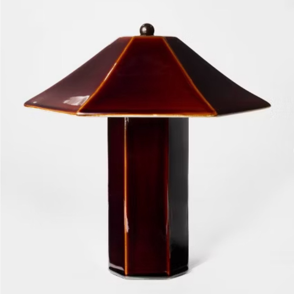 Studio McGee Threshold Red Brown Ceramic Table Lamp